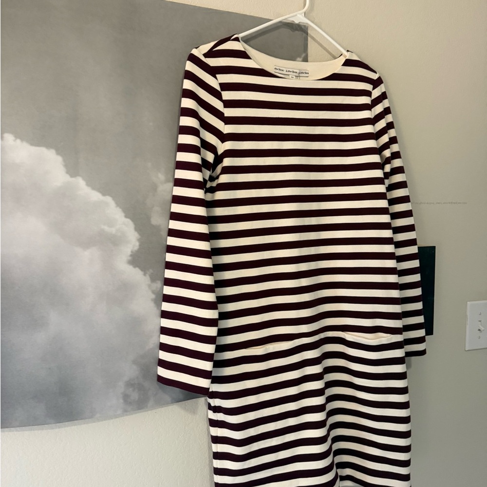 & Other Stories Burgundy and White Striped Dress